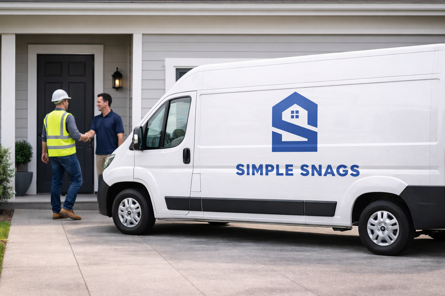 Simple Snags inspector shaking hands with homeowner